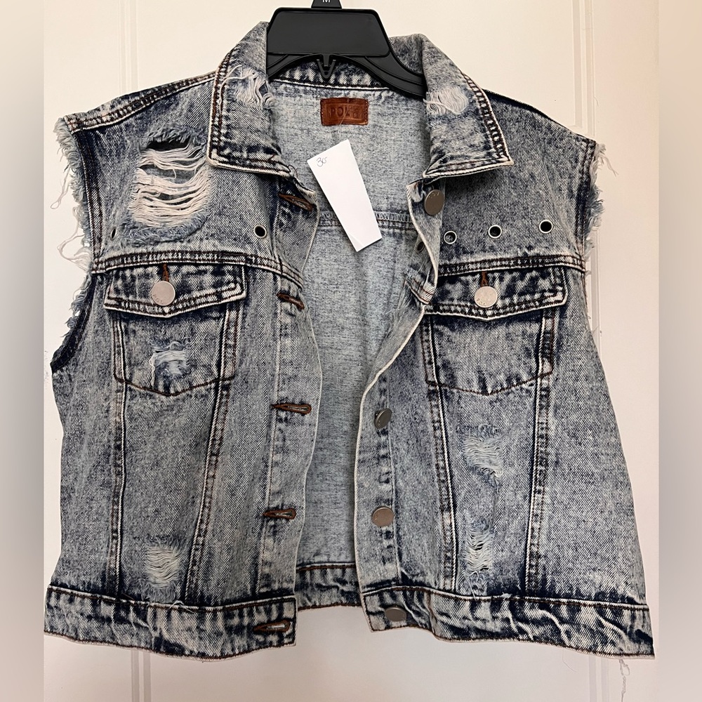 BNWT POL Distressed Jean Vest